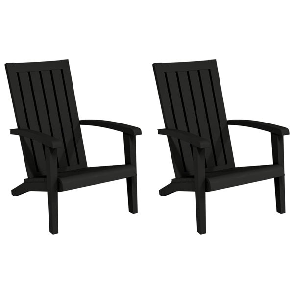 House of Hampton Set Of 2 Black Polypropylene Garden Adirondack Chairs